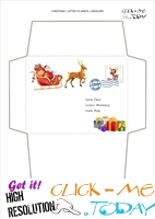 Printable envelope to Santa template sleigh and presents stamp 28